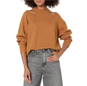 Jason Wu Wool-Blend, Cold Shoulder, Oversized Camel Sweater, Size Large